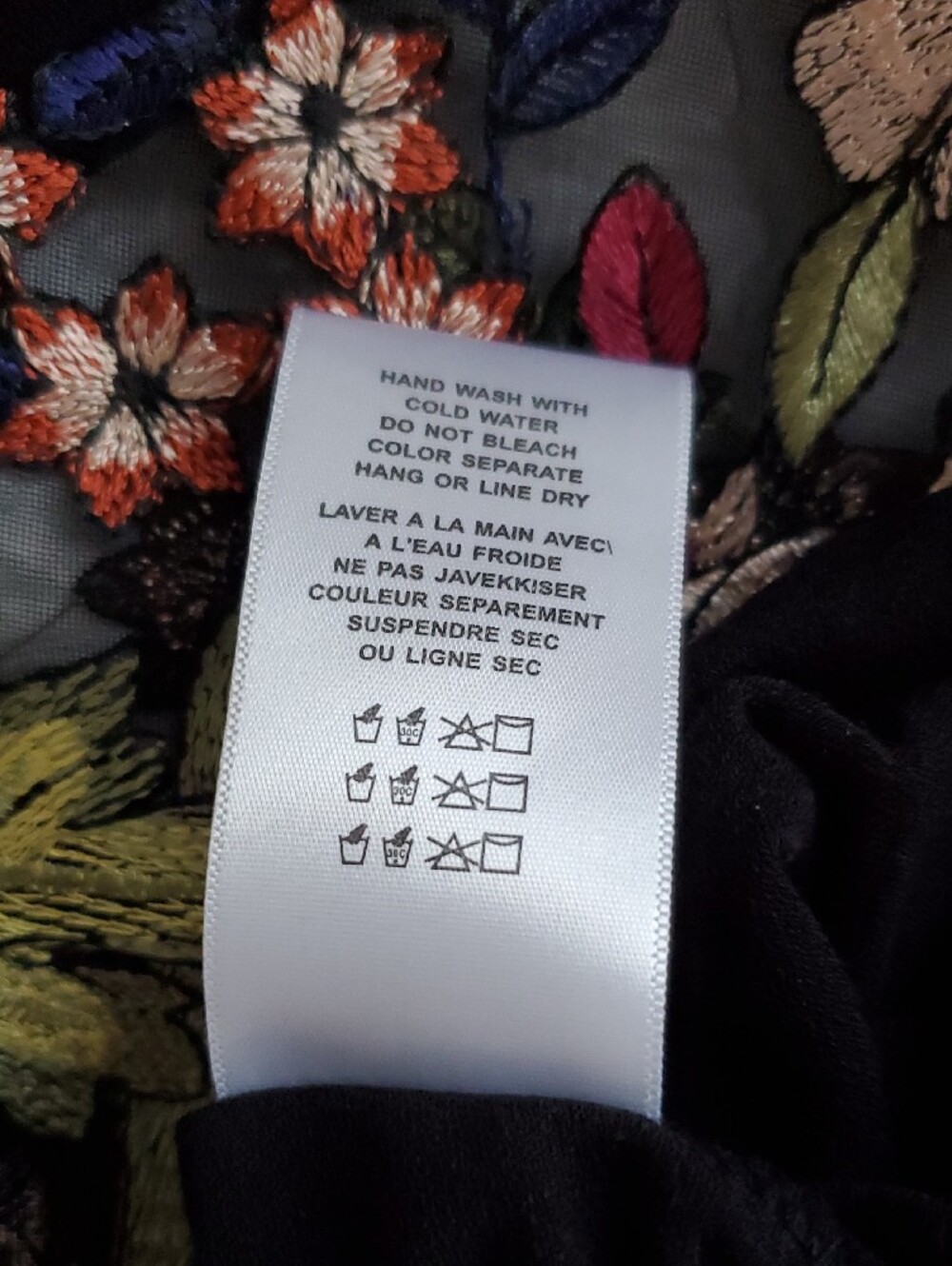 Eri+Ali Floral Embroidered Black Mesh Peplum Tunic - Picture 5 of 5